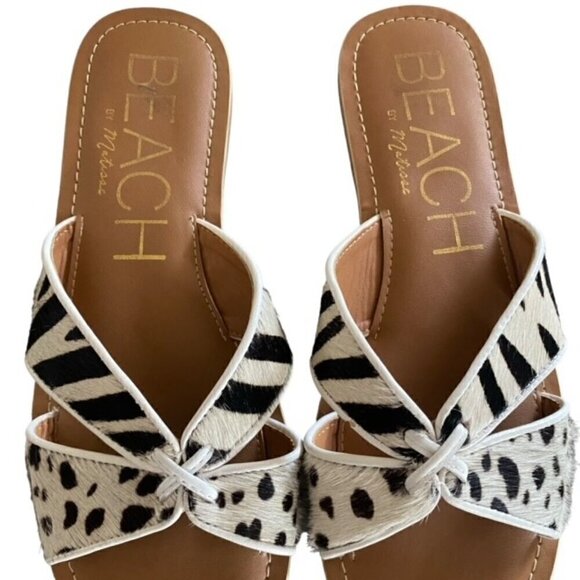 Matisse Beach Cover Up Cow Hair Slip-on Sandals 9 - Picture 4 of 5